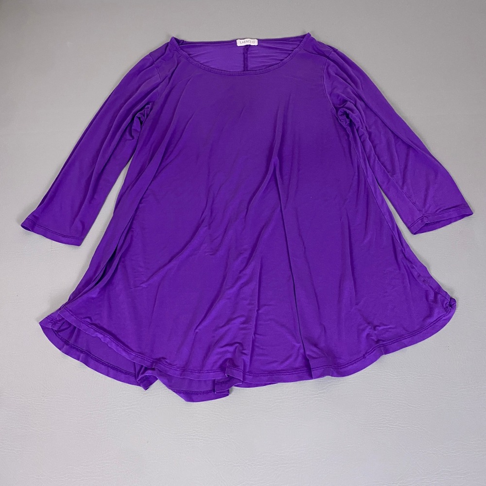 Larace  Swing Tunic Top Womens 2X Purple 3/4 Sleeve Round Neck Rayon *Flaw*